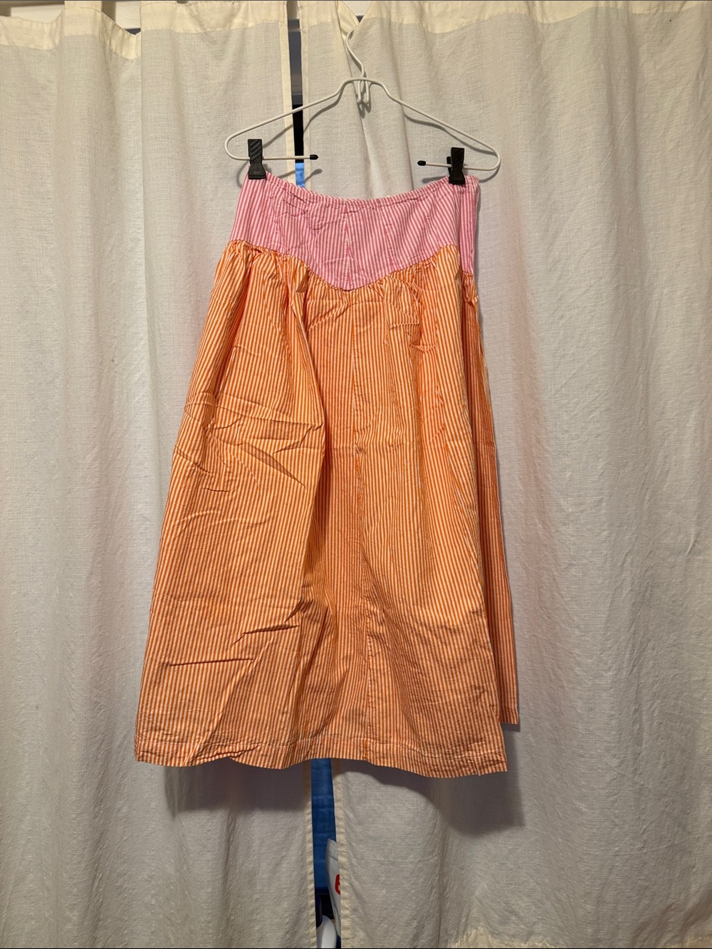 Lisa Says Gah Pink and Orange Striped Midi Skirt